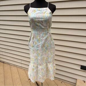Grassroot by Anita Dongre Cotton & Silk Block Printing Midi Dress Size XS 4